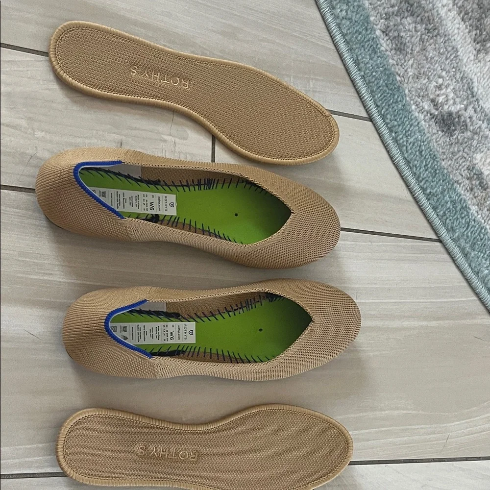 Rothy's Tan and Blue Flats - Picture 12 of 12